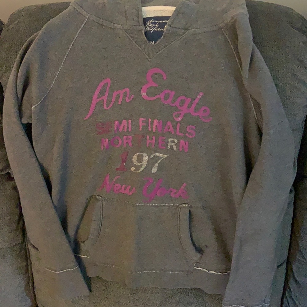 Gray american eagle pullover hoodie
